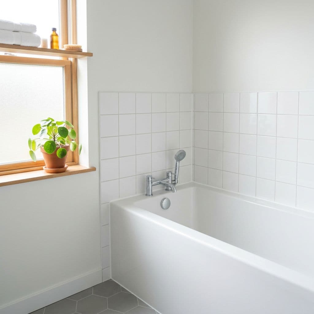 Baño repintado y con las juntas de silicona renovadas