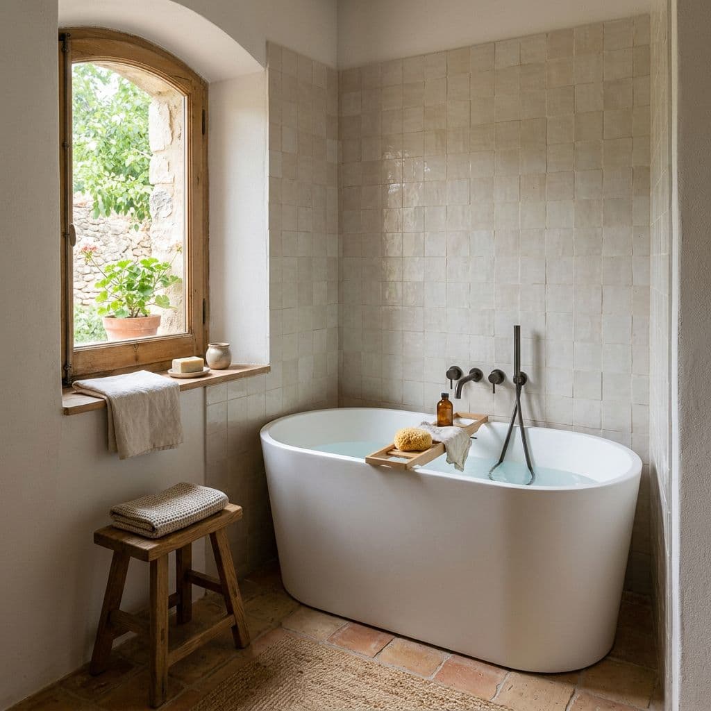 Bañera compacta de formato reducido como alternativa en un baño pequeño