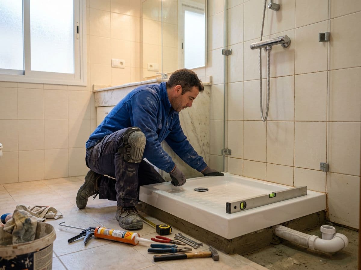 cambiar plato de ducha sin tocar paredes