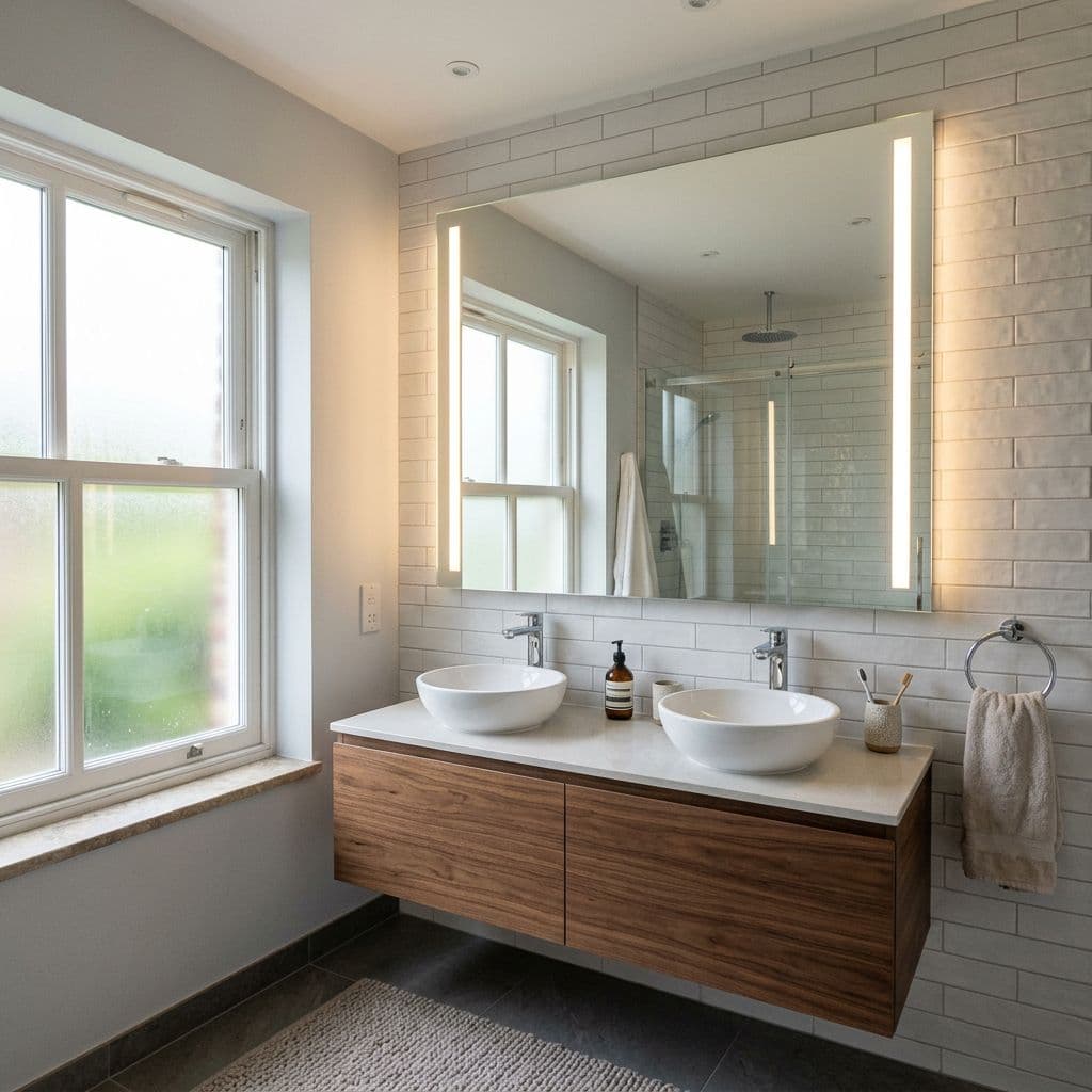 Espejo de baño con iluminación LED a ambos lados sin sombras