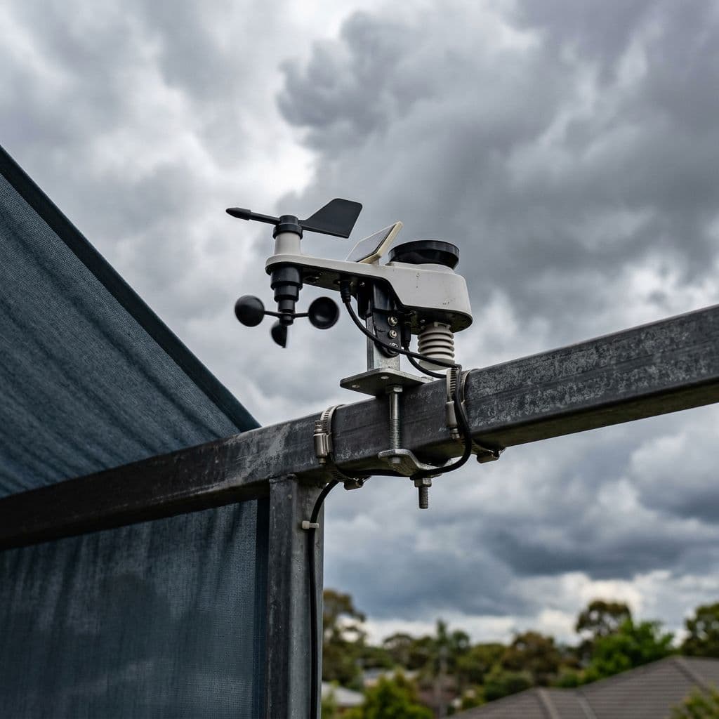 Sensor meteorológico instalado en un toldo motorizado