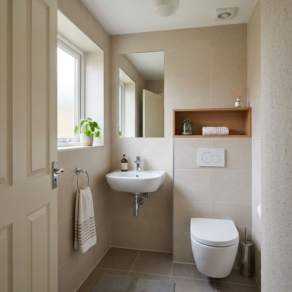 Segundo baño o aseo reformado en un piso de 80 m² de tipo familiar