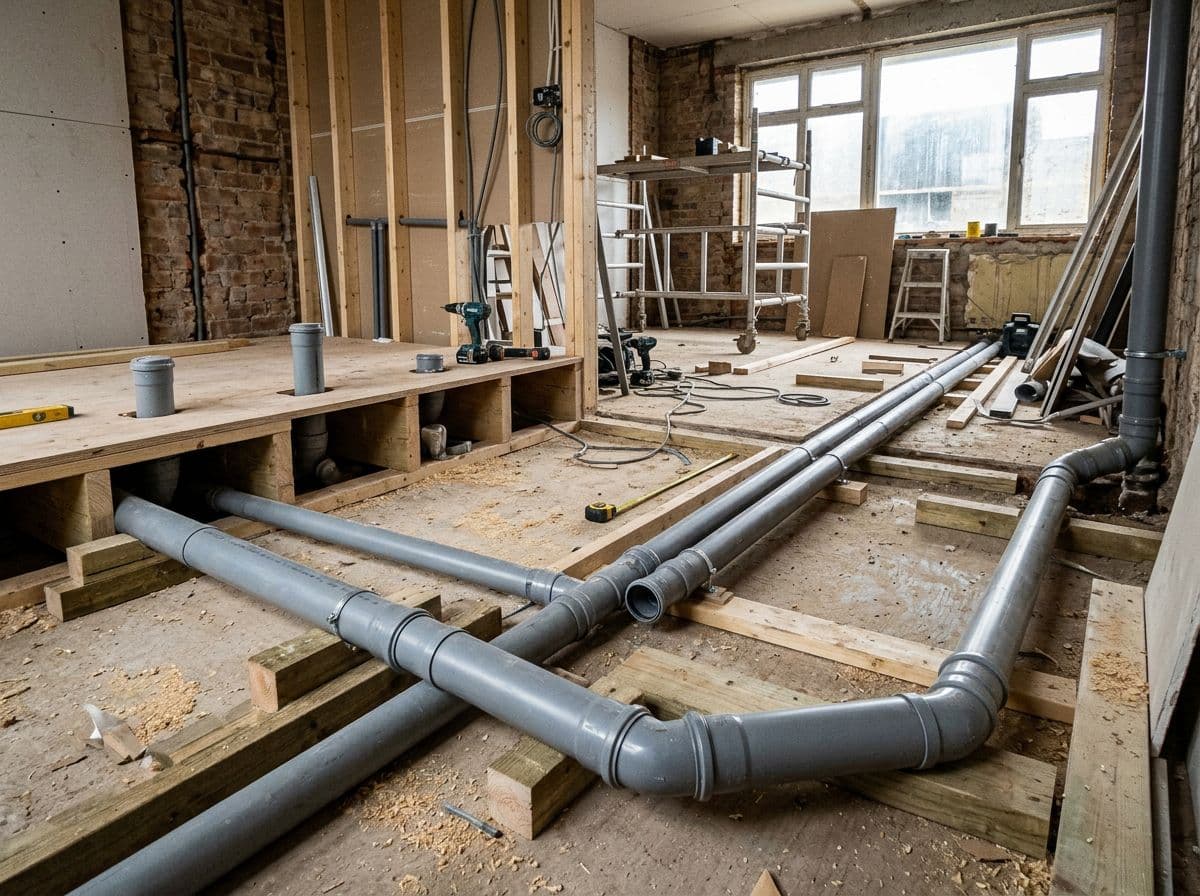 Fontanería nueva hacia un segundo baño alejado de la bajante en la reforma de un piso de 80 m²