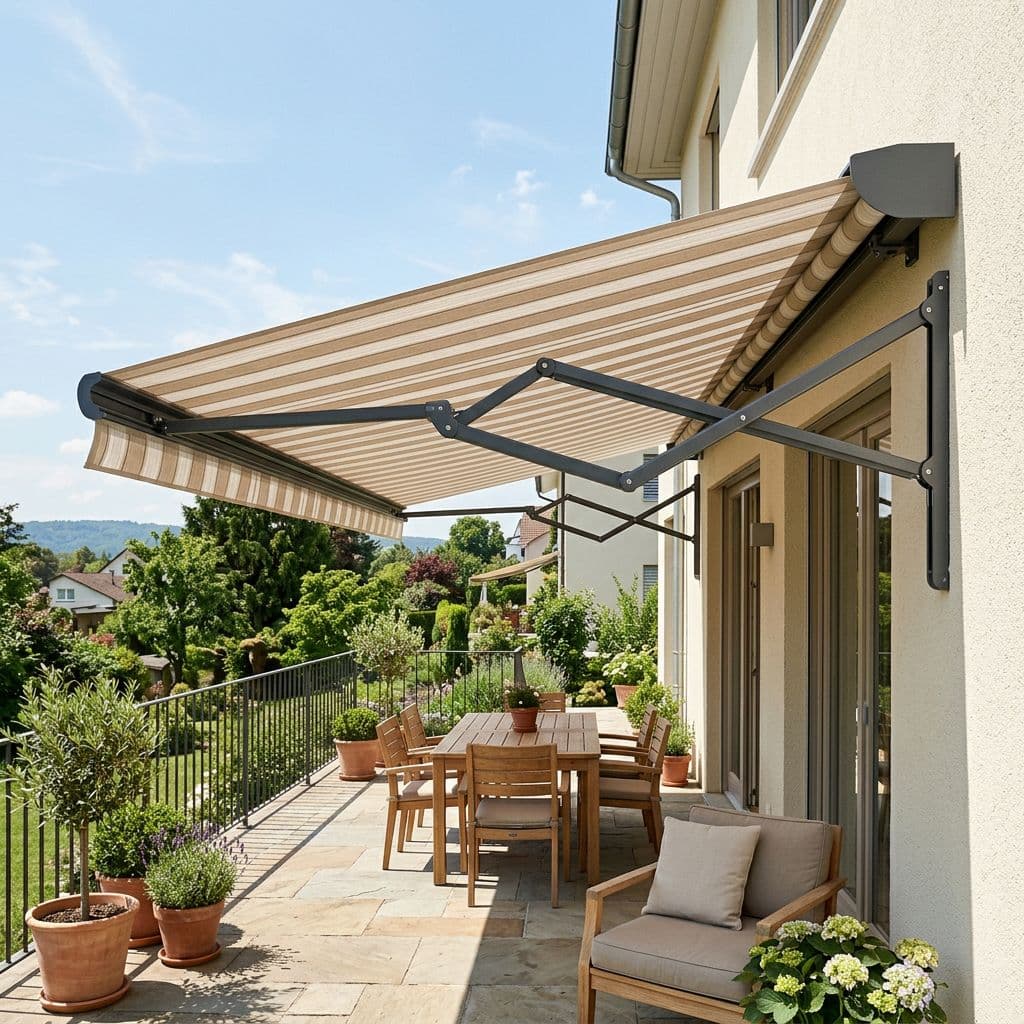 Toldo de brazo invisible semicofre con la lona parcialmente protegida