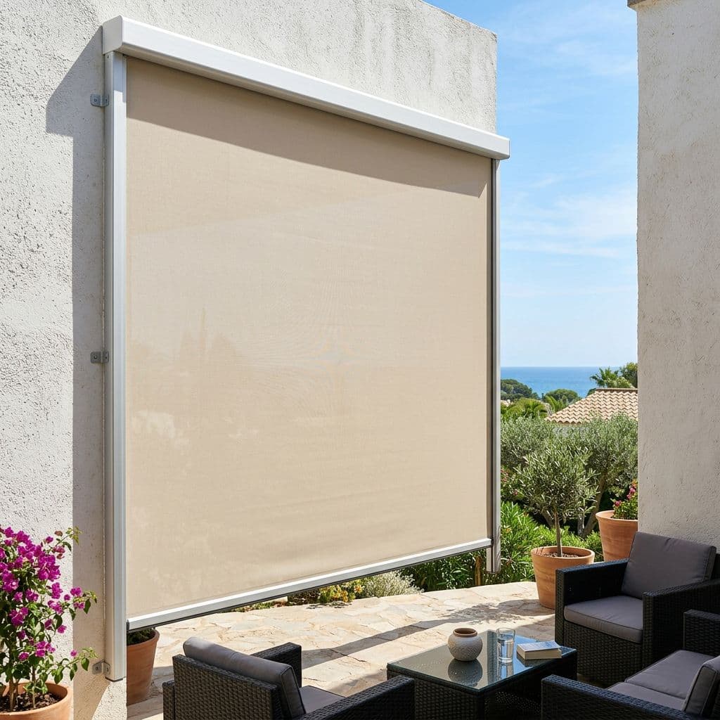 Toldo vertical con guías laterales para mayor estabilidad