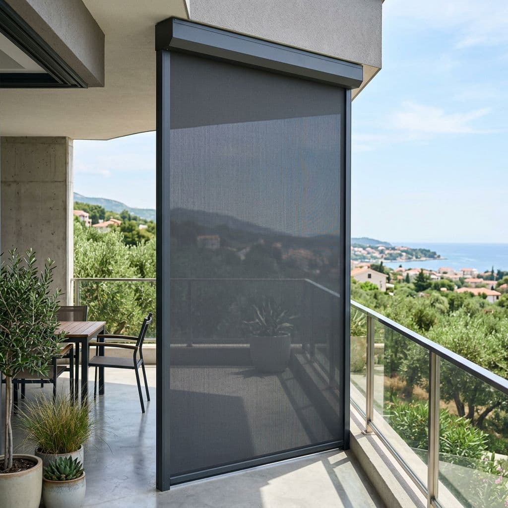 Toldo vertical con sistema ZIP completamente sellado en las guías