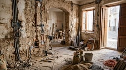 Vivienda en obra durante una reforma integral con instalaciones nuevas visibles