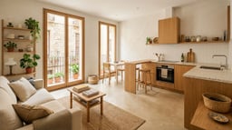 iso de 60 m² reformado con salón y cocina abierta y suelo claro de gran formato para ganar amplitud