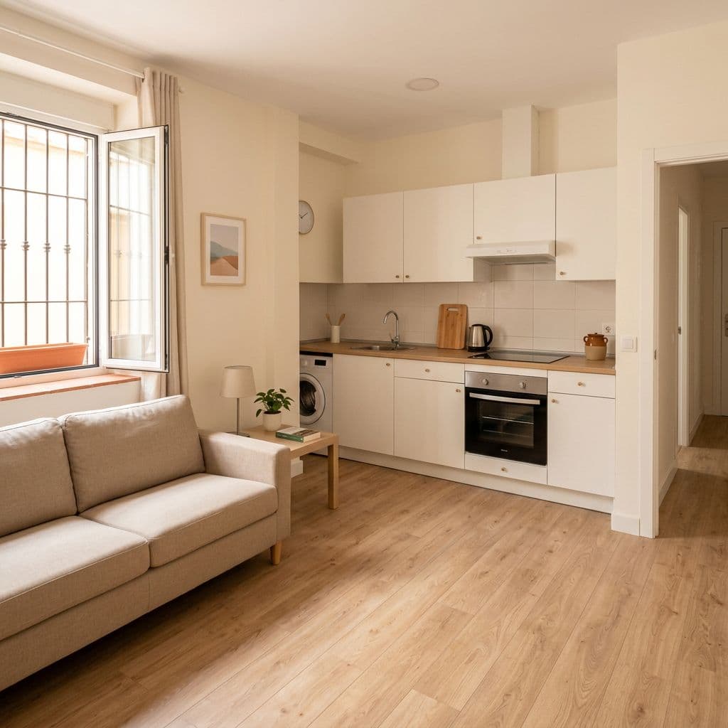Reforma de acabados económica con suelo laminado y cocina en kit para actualizar una vivienda